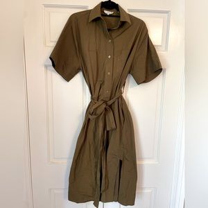 VINCE. Button Down Dress, Olive Green